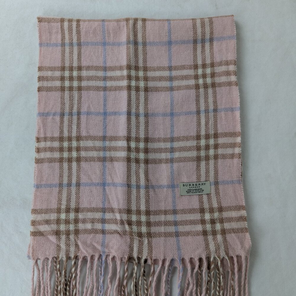 Burberry Cashmere Nova Check Plaid Scarf Pink Unisex | Designer Winter Wear - Picture 6 of 8